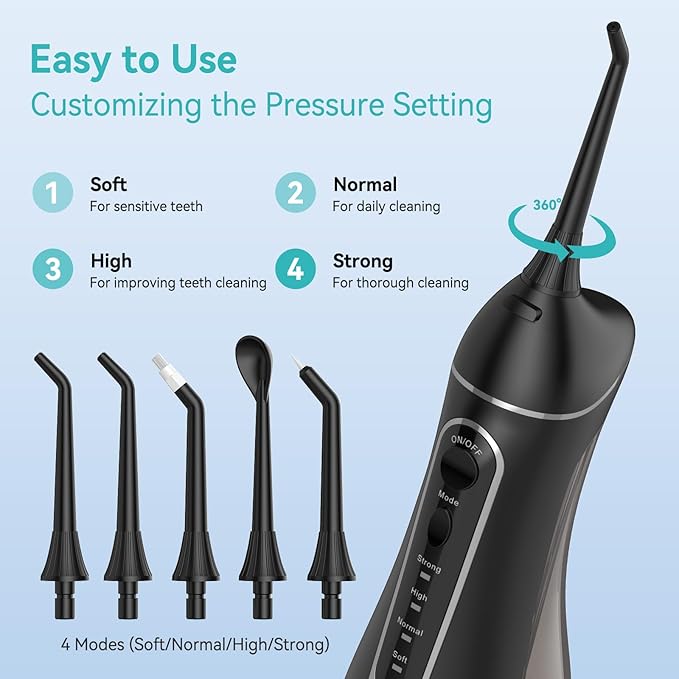 Water Dental Flossers for Teeth, 300ML Cordless Portable Electric Water Flosser - Image 4