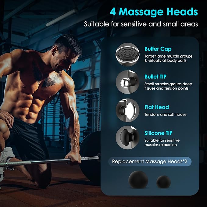 TILAT Massager Gun Deep Tissue, Cordless Vibrating Muscle Massage Gun - Image 3