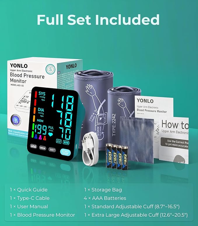 YONLO Blood Pressure Monitor, Automatic Upper Arm Blood Pressure Monitors - Image 8