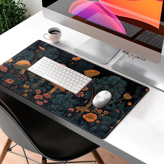 Mushroom Retro Mouse pad Desk Mat Dark Vintage Floral Forest Pad XXL, Aesthetic - Image 7