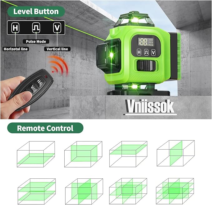 16 Line Laser Level 360 Self Leveling, 4x360°Professional 4D Green Cross Line - Image 3