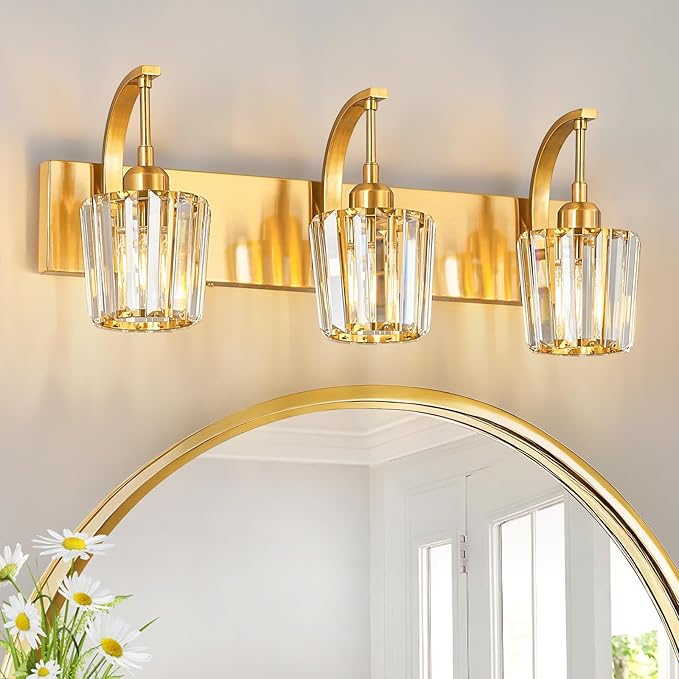 FDPBY Modern Bathroom Vanity Light, 3-Light Gold Wall Sconce by FDPBY