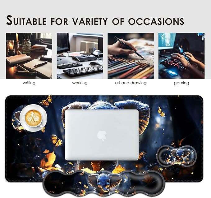 BFUKVOU Large Keyboard Mouse Pad Set, Extended Mouse Pad+Keyboard Wrist Rest - Image 7