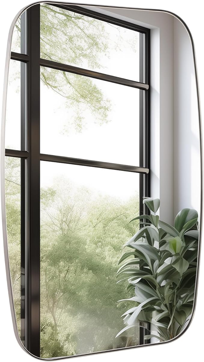 Brushed Nickel Bathroom Mirror, Living Room by Bolrok