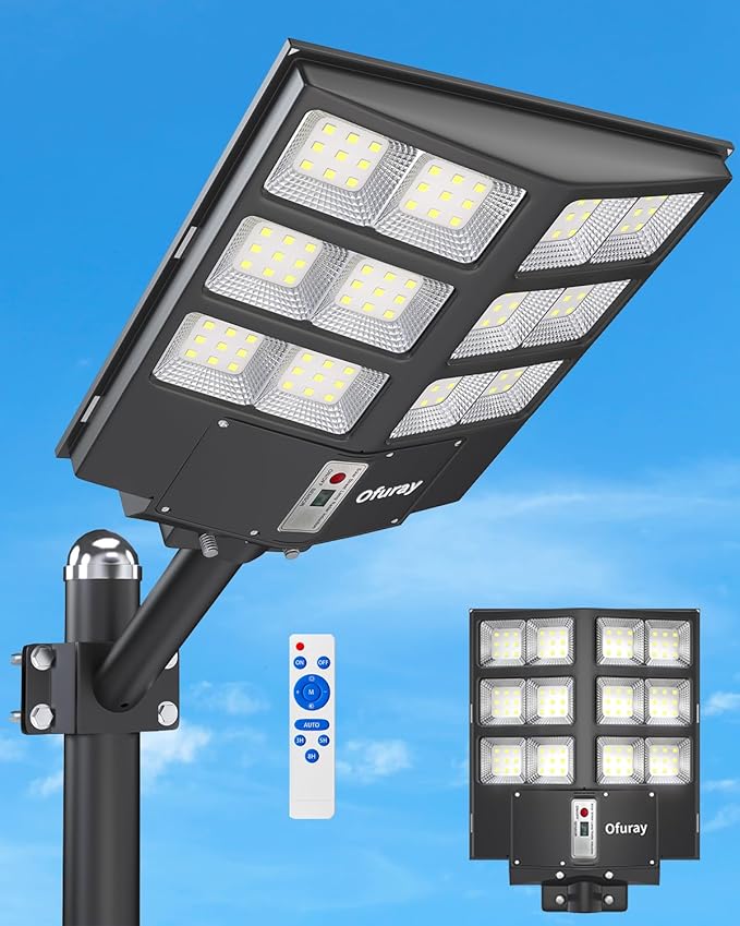 Ofuray Of-800W Solar Street Lights Outdoor, 80000LM Solar Security Flood Lights by Ofuray