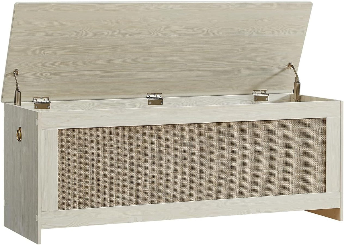 47.2" storage chest extra large,rattan storage bench(white cream), main product view