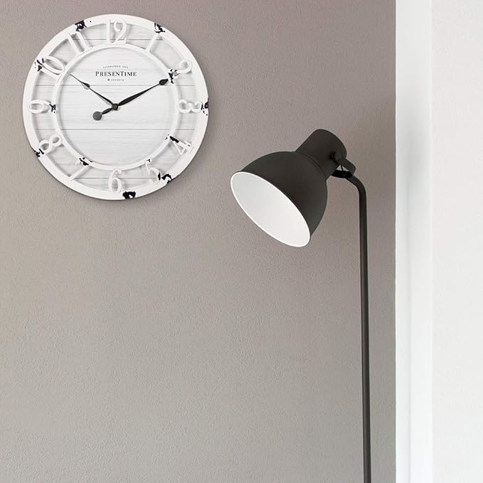 Presentime & Co 10" Farmhouse Series Wall Clock, Shiplap Style, Raised 3D - Image 5