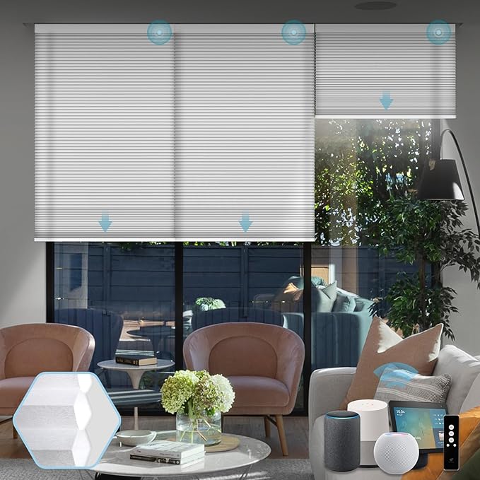 SmartWings Motorized Cellular Shades, Honeycomb Blinds Compatible by SmartWings