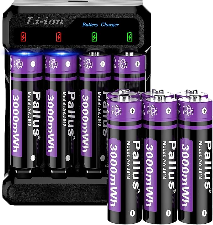 Pallus Lithium Rechargeable AA Batteries by Pallus