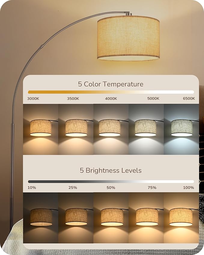 EDISHINE Dimmable Mid Century Modern Floor Lamp - Image 3