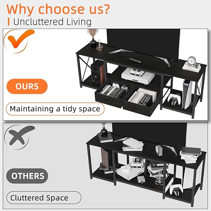 GYIIYUO TV Stand with Fabric Drawer - Image 3
