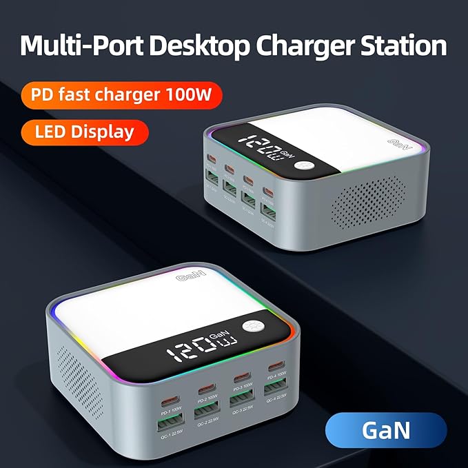 8-Port USB C Charging Station 120W, GaN Fast Charger Block - Image 4