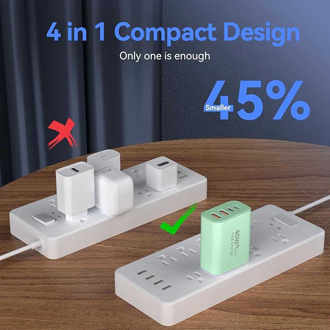 USB C Wall Fast Charger Block, 40W 4-Port Type C Chargers Fast Charging Blocks - Image 6