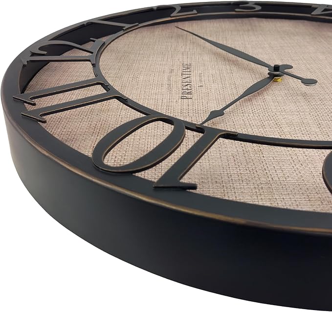 Presentime & Co 21" Farmhouse Series Wall Clock, Cottage Style, Faux Burlap - Image 4