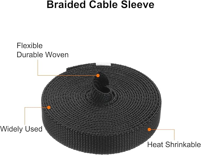 MECCANIXITY Braided Cable Sleeves Heat Shrinkable Fabric Sleeving, 5/16" 10ft - Image 4