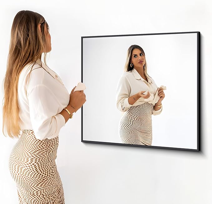 Black Bathroom Mirror for Wall, 36x40 Inch Rectangle Mirrors - Image 5