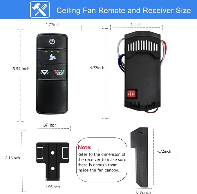 A25-TX028C Universal 3-Speed Ceiling Fan Remote Control Kit Replacement - Image 5
