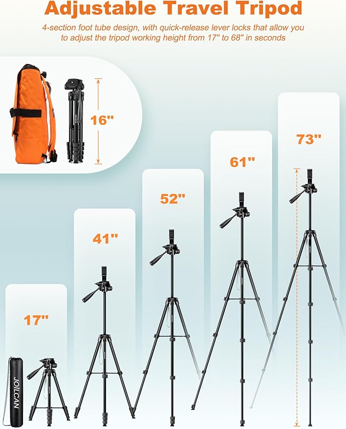 JOILCAN Phone Tripod Stand, Travel Aluminum Tripod - Image 5