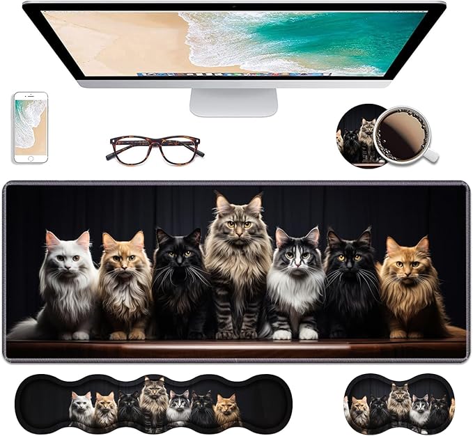 Ergonomic Keyboard Wrist Rest & Mouse Pad Wrist Rest Set, Large Gaming Desk Mat by Unknown