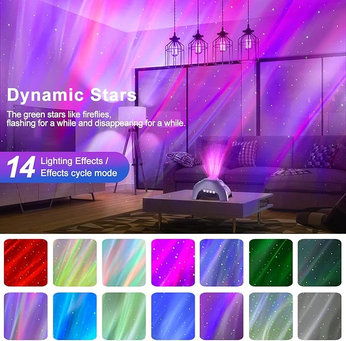 CIMELR Northern Lights Aurora Projector, Star Projector Music Bluetooth Speaker - Image 2