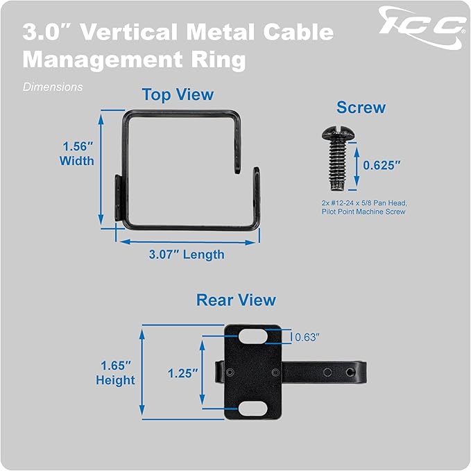 ICC 3” Metal Cable Management Ring, Rack or Wall Mount - Image 9