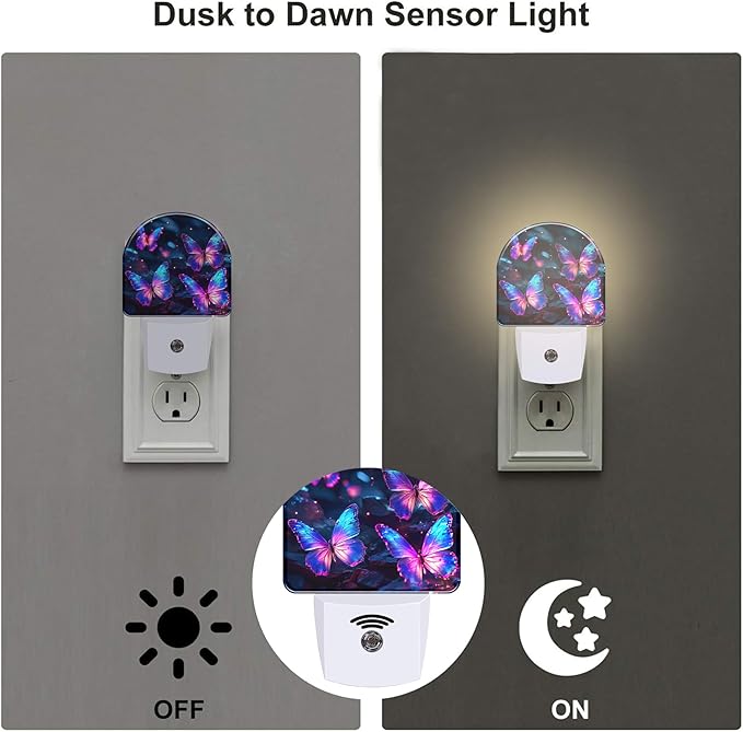 sndheke Glowing Purple Butterflies Night Light Plug into Wall, Neon Butterfly - Image 3