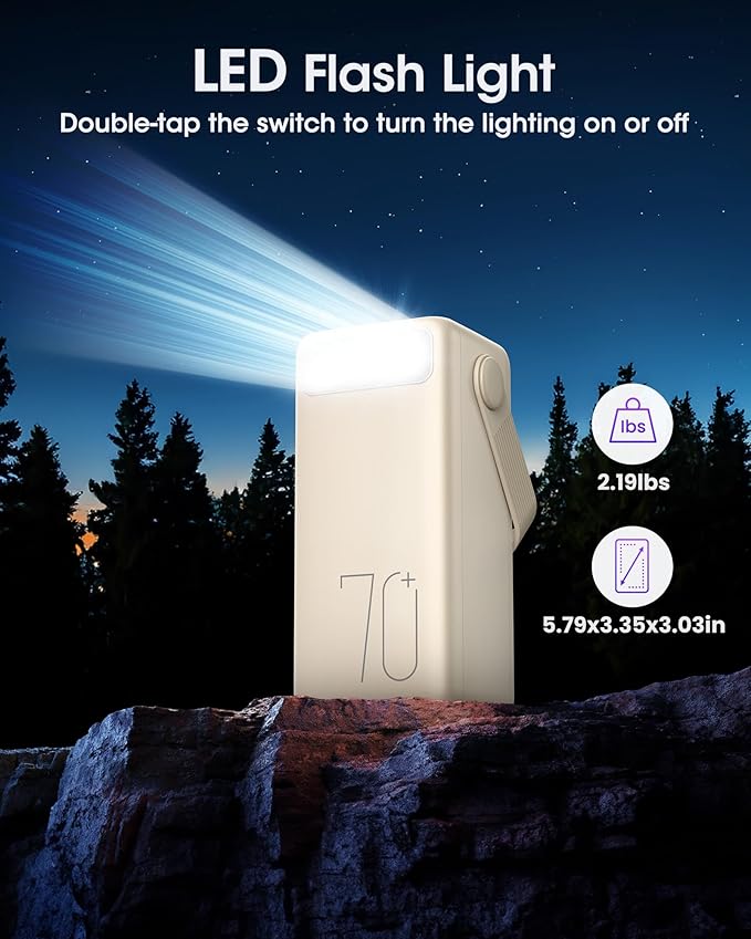 Aterob Portable Charger Power Bank 70000mAh, 22.5W Fast Charging USB C Battery - Image 5