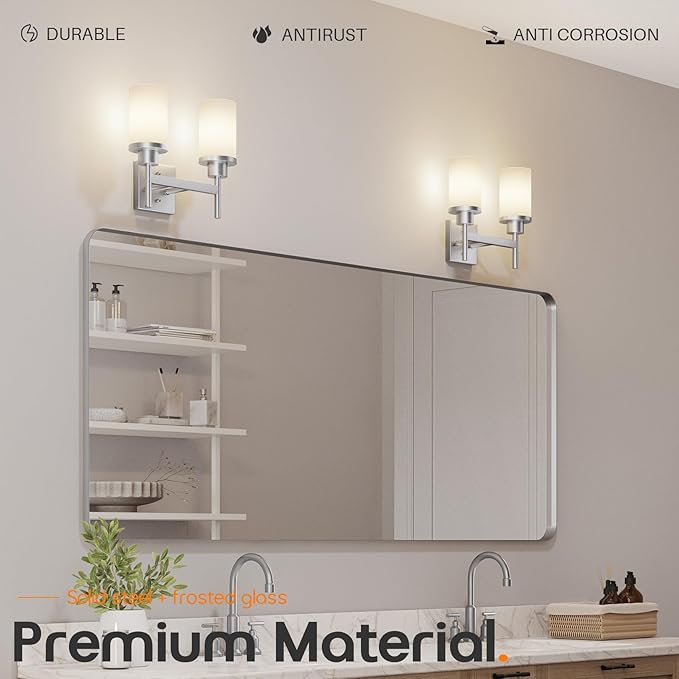 AONEON Bathroom Light Fixtures Brushed Nickel Vanity Lights - Image 3