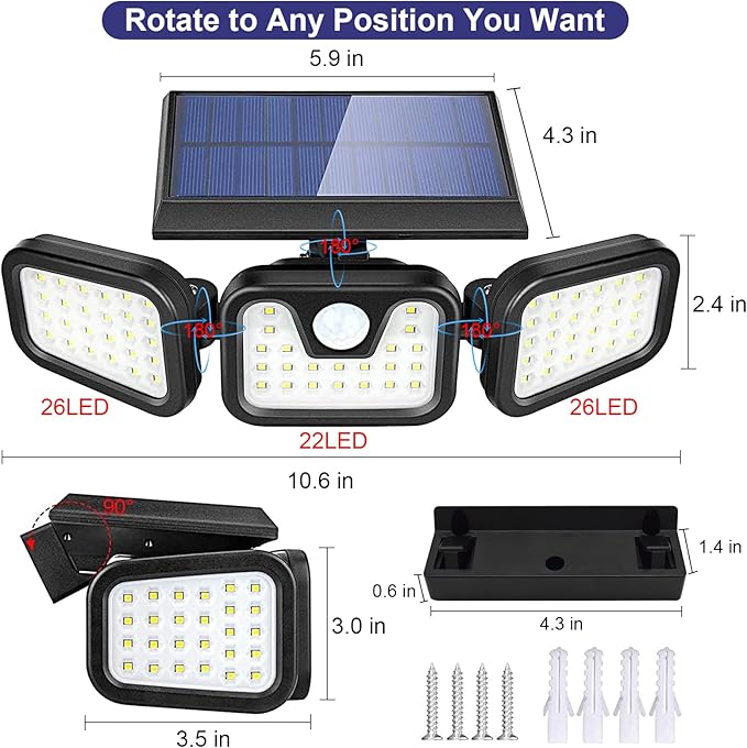 AVJONE Solar Lights Outdoor, 3000LM Super Bright Motion Sensor Outdoor Lights - Image 5