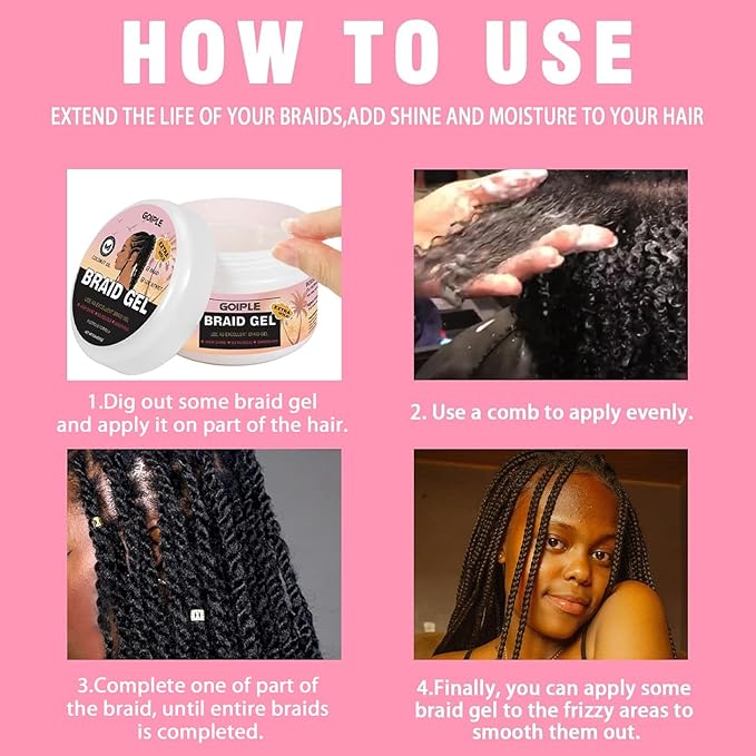 Braid Gel Good for Twist, Edge No Flake Extra Hold High Shine Braiding Gel & - Image 6