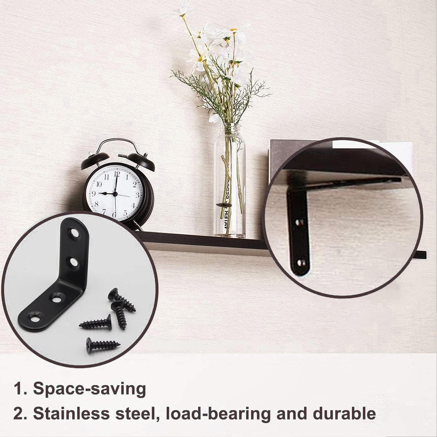 YAMASO 20PCS L Bracket Corner Brace, Stainless Steel | L Brackets for Wood, Small Right Angle Brackets, 60PCS Screws Included, 10x0.79 Inch+10x1.57 Inch