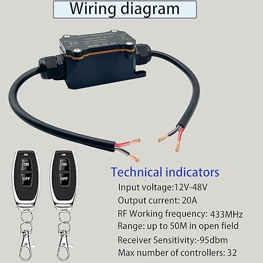 URANT Remote Control Switch, Waterproof Switch DC 12/24/48 Volts 20A, Wireless - Image 5