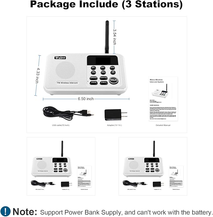 Wuloo Intercoms Wireless for Home 1 Mile Range 22 Channel 100 Digital Code - Image 7