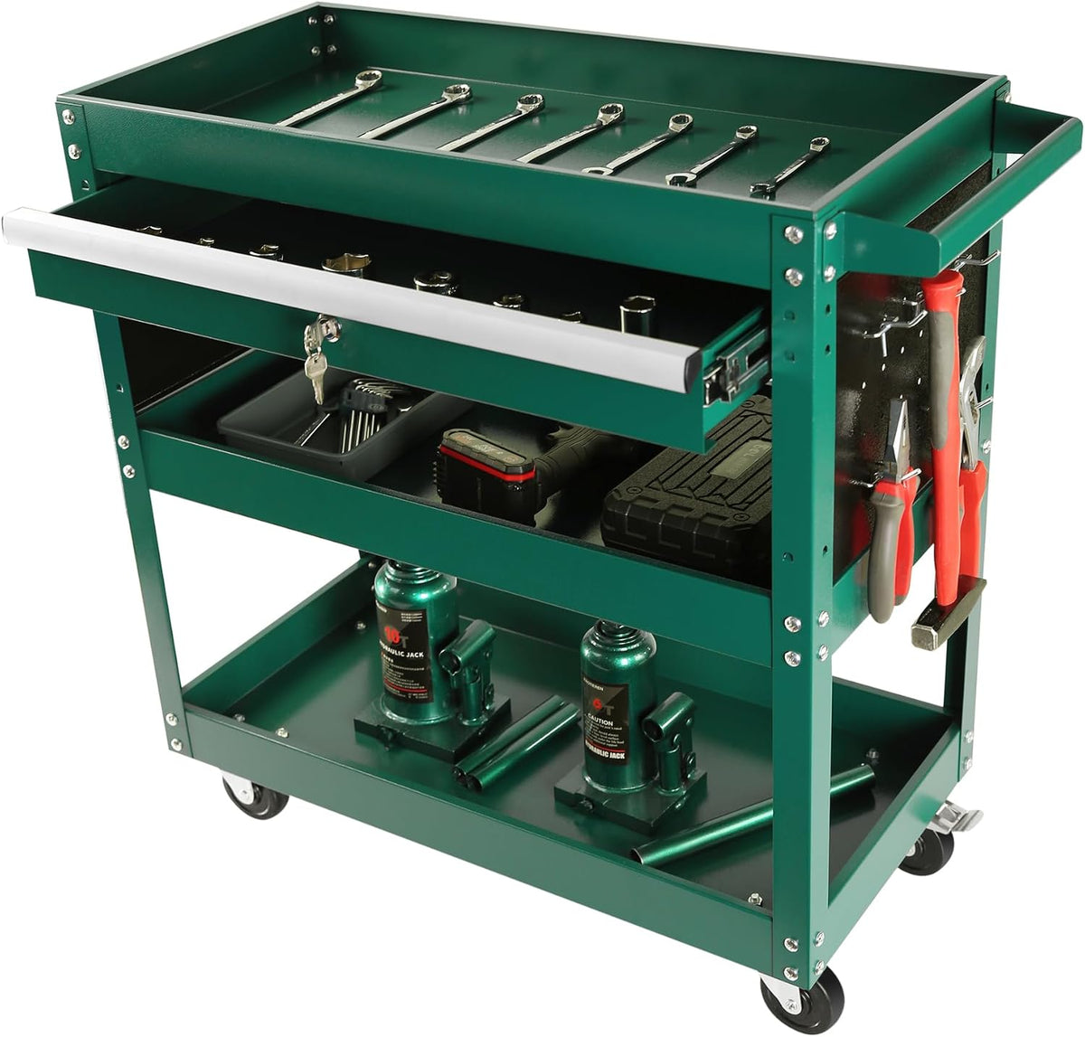 tool chest with wheels, 3-tier rolling tool box, main product view