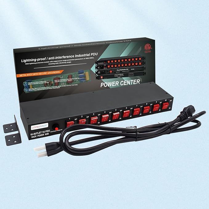 1U PDU Horizontal Rackmount Power Strip - Image 9