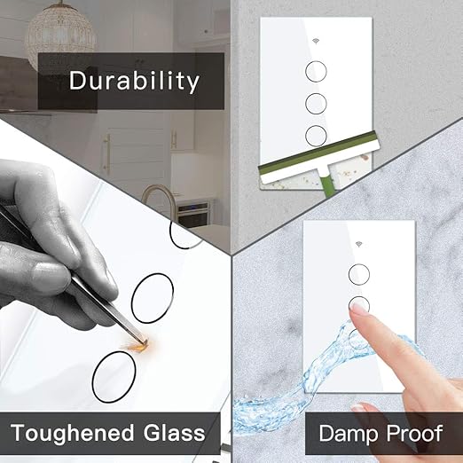 MOES 2.4GHz WiFi Wall Touch Smart Switch Neutral Wire Required, 3 Way - Image 7