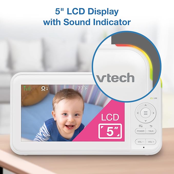 VTech Video Baby Monitor with 5" LCD Screen, Night Vision, 1000ft Range - Image 8