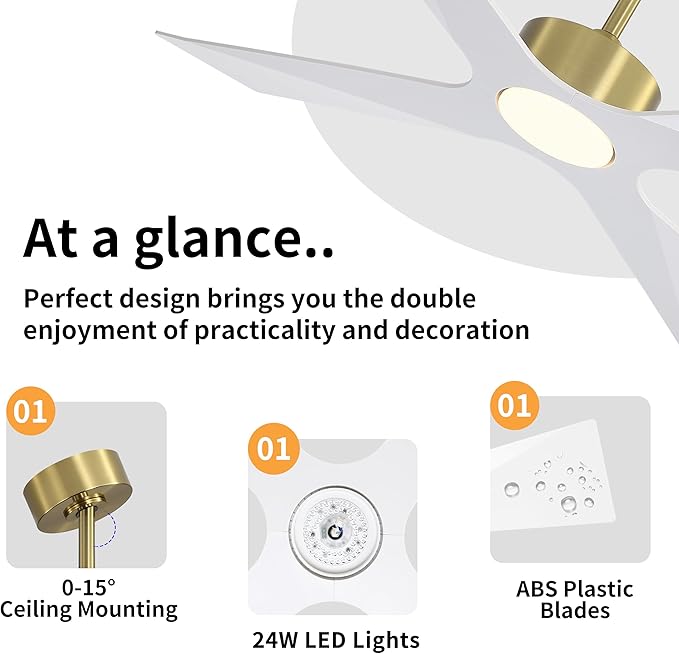 WINGBO 54" Wet Rated Outdoor Ceiling Fan - Image 6