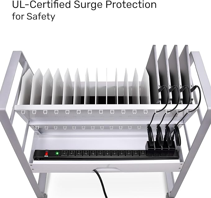 Line Leader 16-Device Mobile Charging Station | Steel Rolling Cart - Image 6