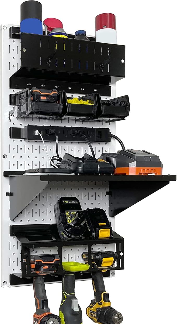Wall Control Power Tool Storage Organizer Kit Cordless Drill Holder Charging by Wall+Control