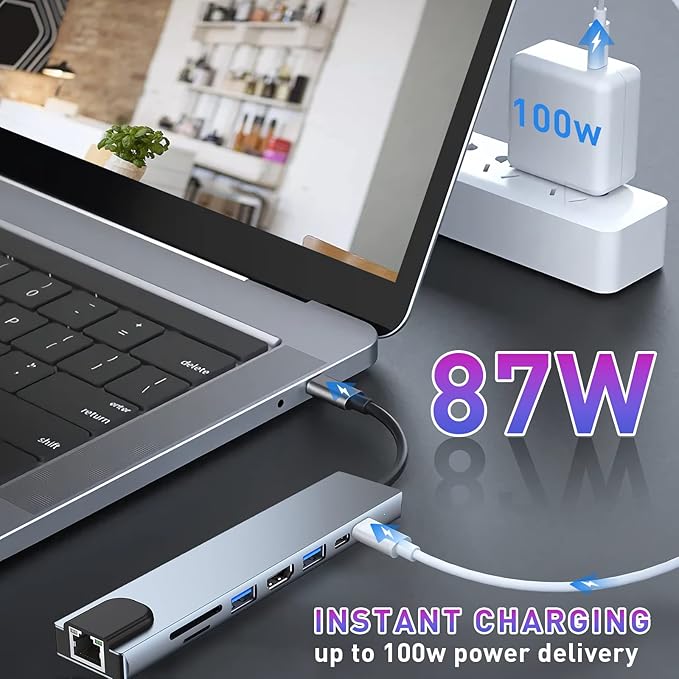 USB C HUB, 8 in 1 USB C Adapter - Image 3