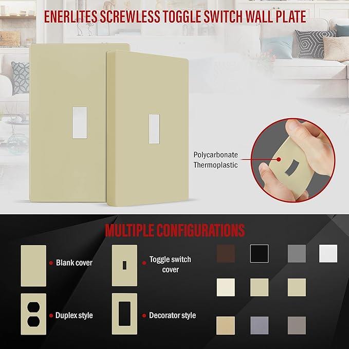 ENERLITES Screwless Toggle Switch Wall Plate, Child Safe Light Switch Cover - Image 3