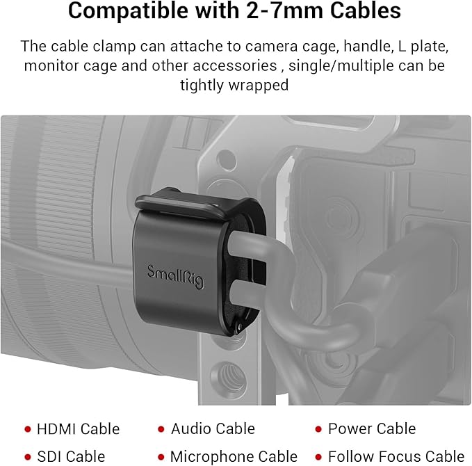 SmallRig Camera Clamp for HDMI/SDI/Microphone Cable, DSLR Camera Cable Lock - Image 2