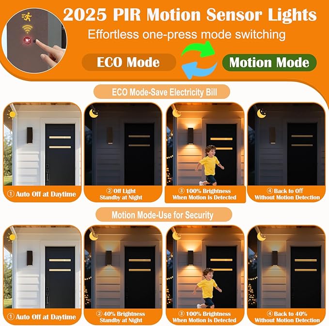 wowlite Motion Sensor Porch Light 2 Pack, Outdoor Lights - Image 2