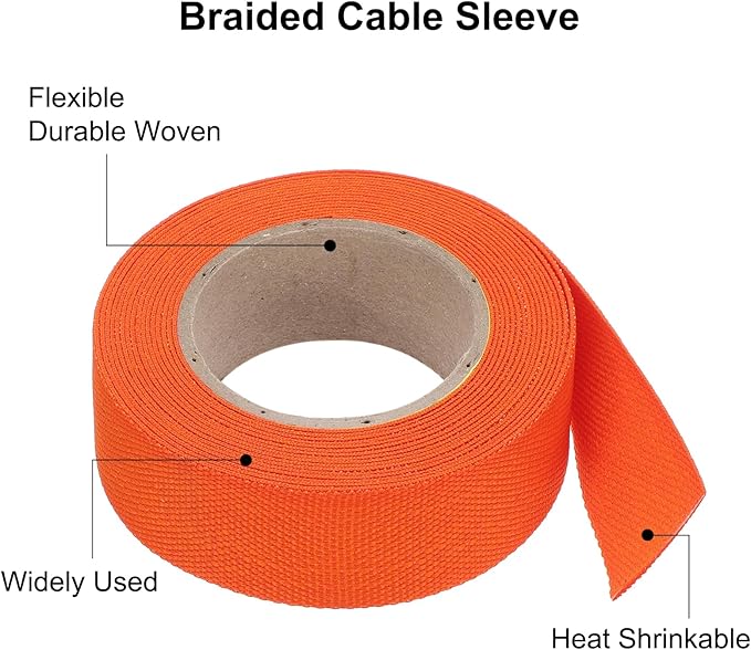MECCANIXITY Braided Cable Sleeves Heat Shrinkable Fabric Sleeving, 7/8" 16ft - Image 4