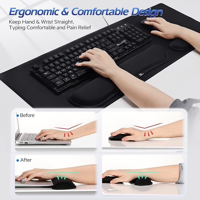 Gimars 4 in 1 Mouse Pad and Keyboard Wrist Rest Set, Large Mouse Pad - Image 4