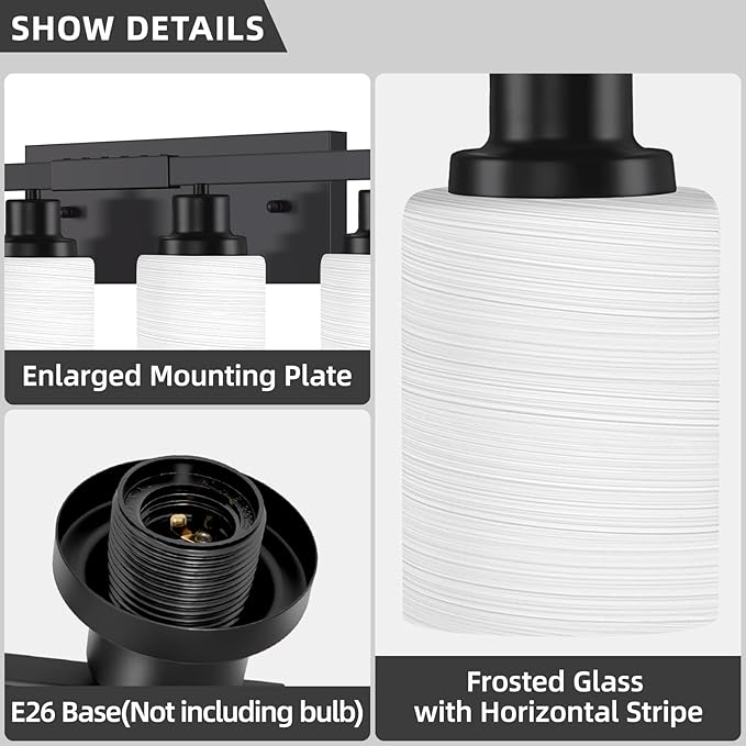 DIKAIDA 10 Light Bathroom Vanity Lights Over Mirror, 65.4 inch Black Vanity - Image 4