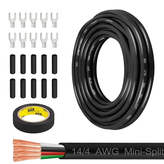 MOOKEERF 14/4 AWG Mini-Split Cable - 10FT 14 AWG 4 Conductor Control Cable 300V by MOOKEERF
