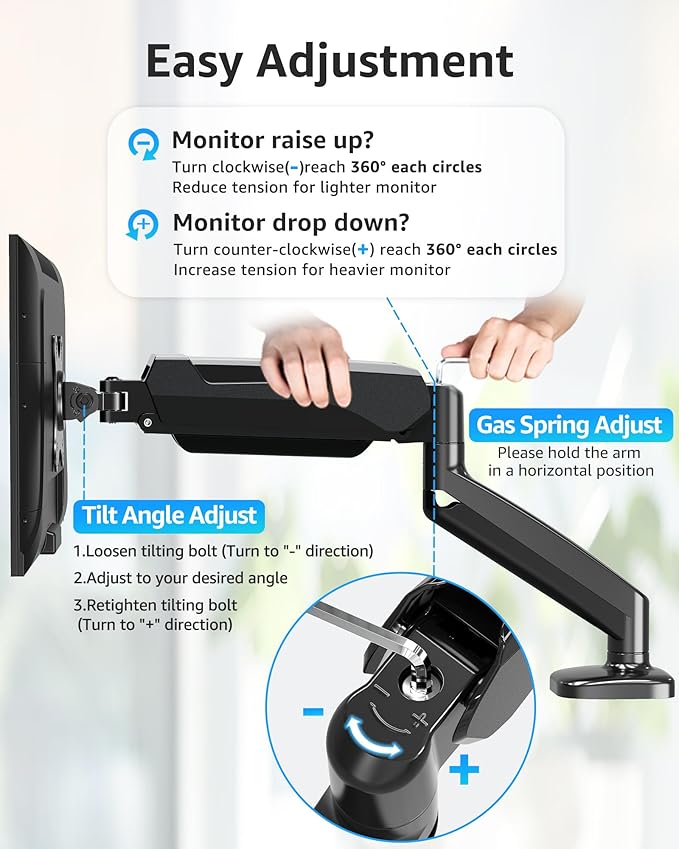 MOUNTUP Single Monitor Desk Mount Holds Screen up to 32 inch, Height Adjustable - Image 2