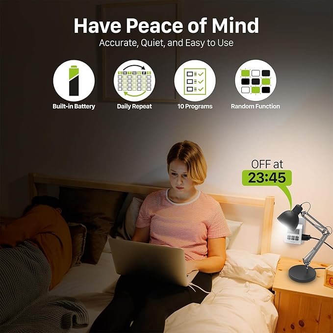 Fospower 7 Day Digital Timers for Electrical Outlets Indoor, Heavy Duty Dual - Image 4